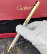 AAA Replica Cartier Santos De Ballpoint Pen Silver and Gold